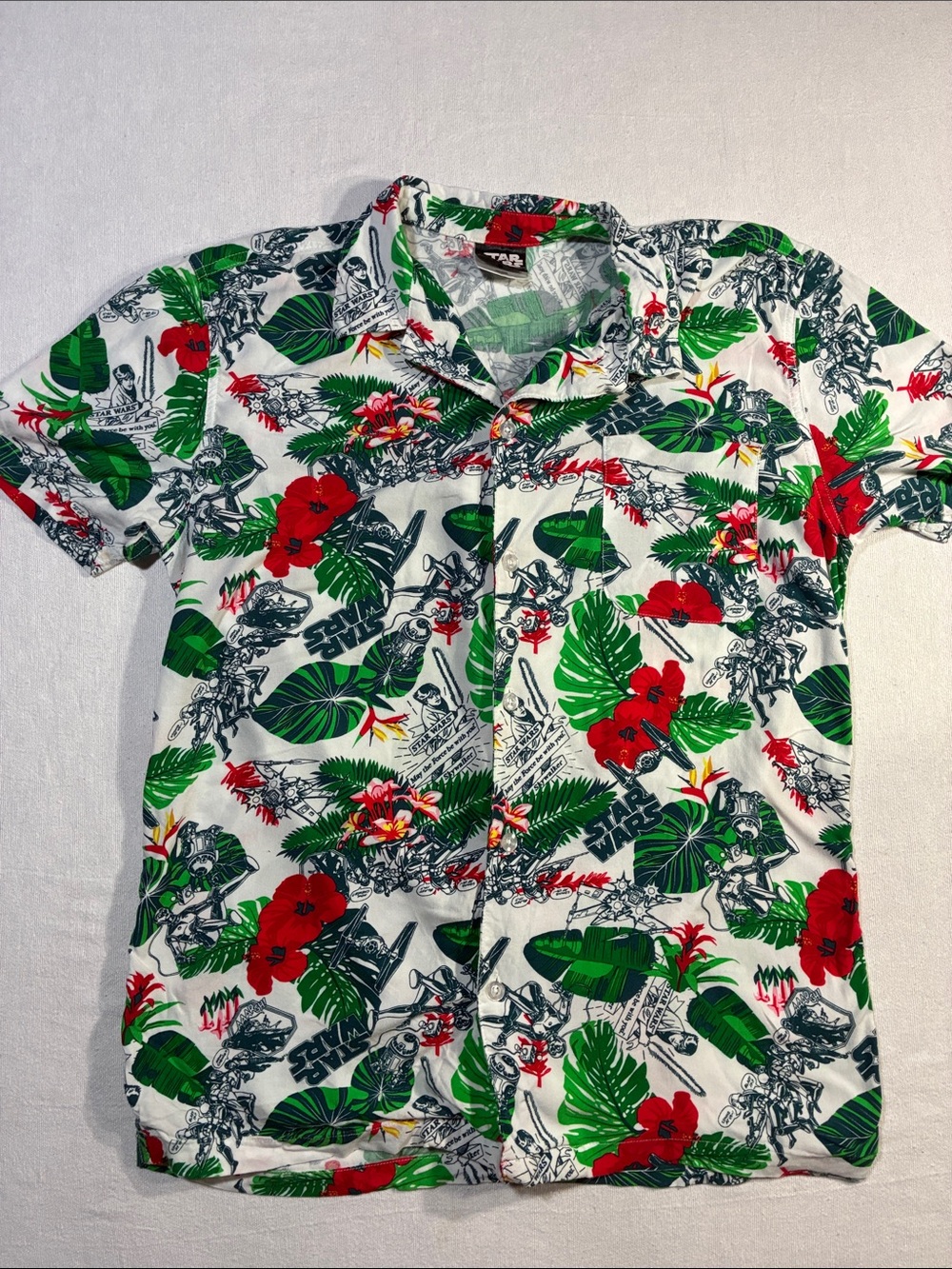 Vintage-Inspired Green & Red Tropical Print Men's Shirt